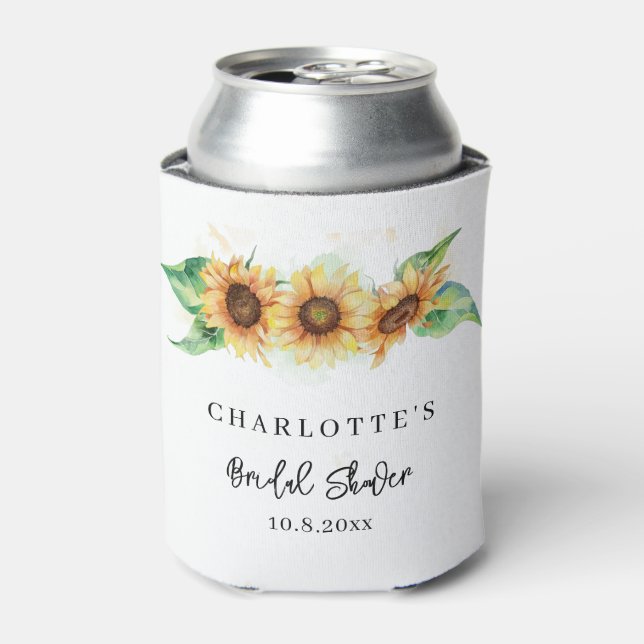 Enfriador De Latas Personalizado floral de girasol  ducha de novia (Lata Anverso)