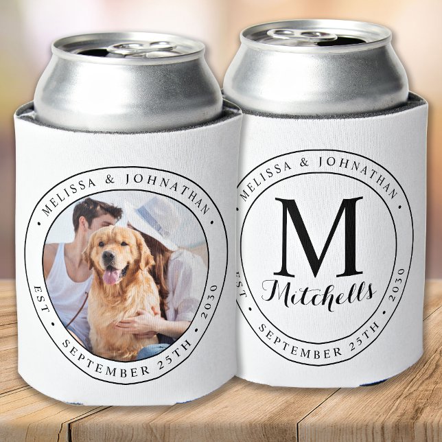Enfriador De Latas Personalizado Foto Monograma Nombre Fecha Boda (Subido por el creador)