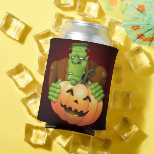 Enfriador De Latas Personalizado Frankenstein con Calabaza