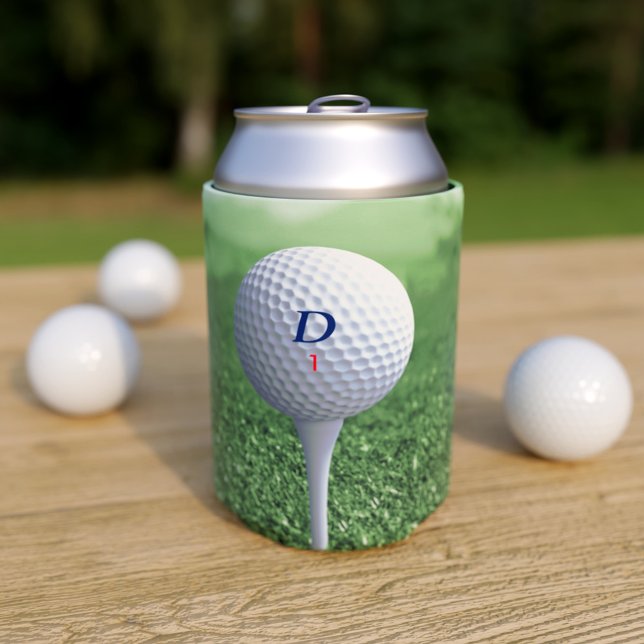 Enfriador De Latas Personalizado Golf Ball en el Refrigerador de bebi (A fun can cooler just for golfers! Add your initial and golf ball number)