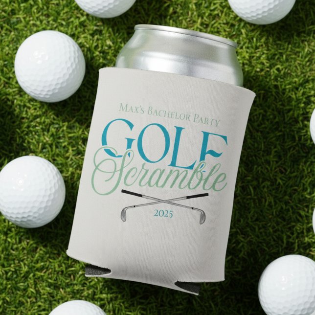 Enfriador De Latas Personalizado Golf Scramble Club Nombre (Get ready to swing into celebration with this Custom Golf Scramble Club Name Can Cooler!)