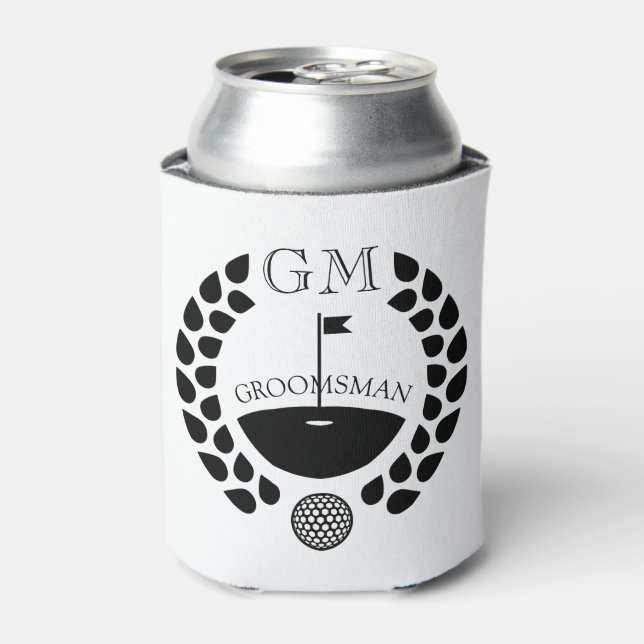 Enfriador De Latas Personalizado Groomsman Monograma Nombre (Lata Anverso)