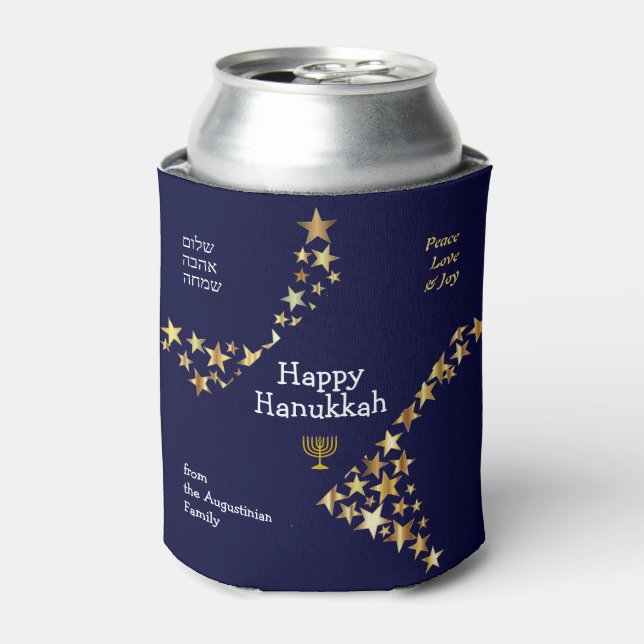 Enfriador De Latas Personalizado Hebreo Stars HANUKKAH (Lata Anverso)