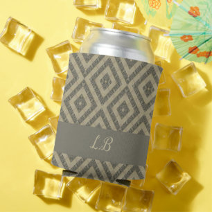 Enfriador De Latas Personalizado iniciales patrón de ladrillos de pav