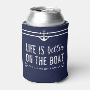Enfriador De Latas Personalizado La vida es mejor en el barco   Vida 
