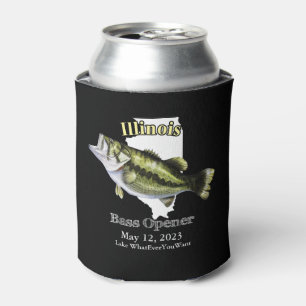 Enfriador De Latas Personalizado Lago/Fecha Illinois Bass Opener Oscu