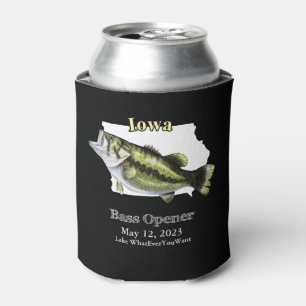 Enfriador De Latas Personalizado Lago/Fecha Iowa Bass Abridor Refrige