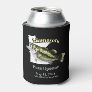 Enfriador De Latas Personalizado Lago/Fecha Minnesota Bass Abridor Os