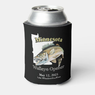 Enfriador De Latas Personalizado Lago/Fecha Minnesota Walleye Opener