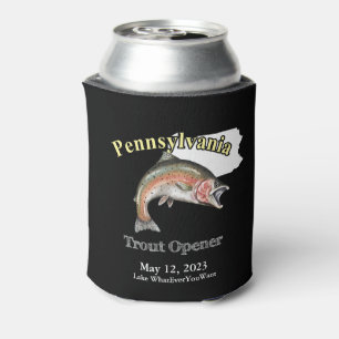 Enfriador De Latas Personalizado Lago/Fecha Pennsylvania Trout Opener