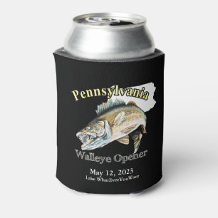 Enfriador De Latas Personalizado Lago/Fecha Pennsylvania Walleye Open