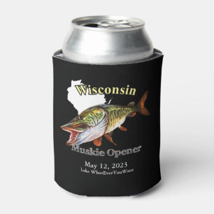 Enfriador De Latas Personalizado Lago/Fecha Wisconsin Muskie Opener O