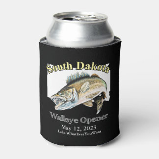 Enfriador De Latas Personalizado Lake and Date Dakota del Sur Walleye