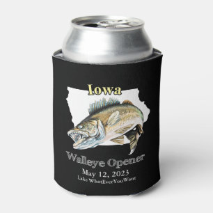 Enfriador De Latas Personalizado Lake and Date Iowa Walleye Opener Li