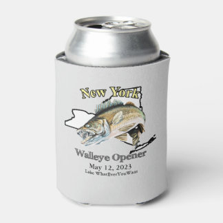 Enfriador De Latas Personalizado Lake and Date New York Walleye Opene