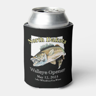 Enfriador De Latas Personalizado Lake and Date North Dakota Walleye O
