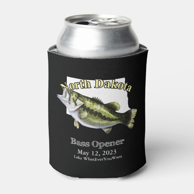 Enfriador De Latas Personalizado Lake/Date North Dakota Bass Opener D (Lata Anverso)