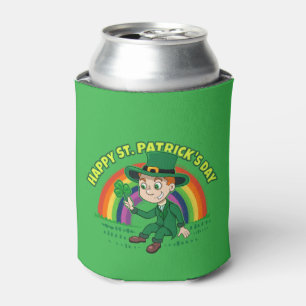 Enfriador De Latas Personalizado lindo leprechaun con shamrock y arco
