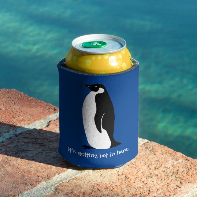 Enfriador De Latas PERSONALIZADO lindo pingüino caliente en blanco az (Piscina in situ)