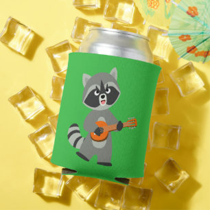 Enfriador De Latas Personalizado lindo Raccoon Jugando Refrigerador d