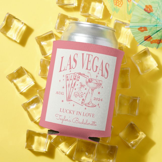 Enfriador De Latas Personalizado Luxe Las Vegas Bachelorette Party (Verano in situ)
