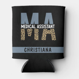 Enfriador De Latas Personalizado MAMÁES Auxiliar Médico Leopard Print