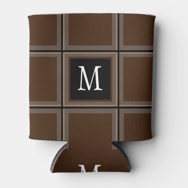 Enfriador De Latas Personalizado marrón chocolate negro con tira inic (Anverso)