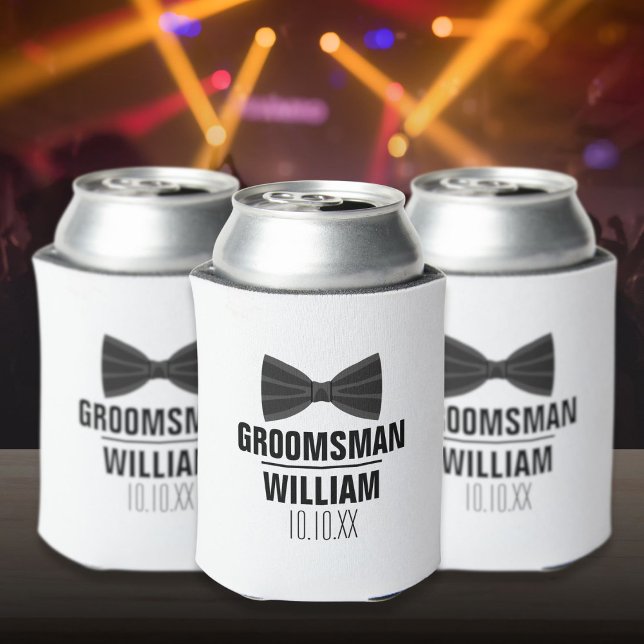 Enfriador De Latas Personalizado Mejor Hombre Boda Groomsman (Custom Best Man Groomsman Wedding Can Cooler)