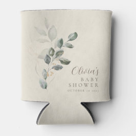 Enfriador De Latas Personalizado Minimalista Gold Greenery Baby Showe