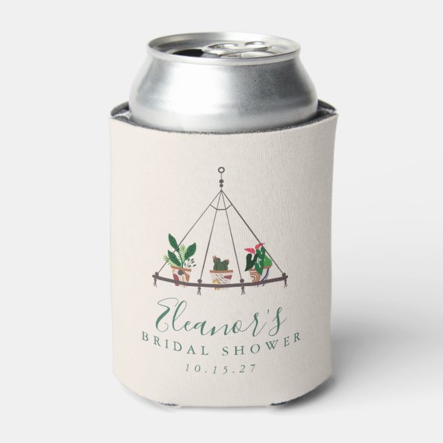 Enfriador De Latas Personalizado Moderno Boho Plants Bridal Shower (Lata Anverso)