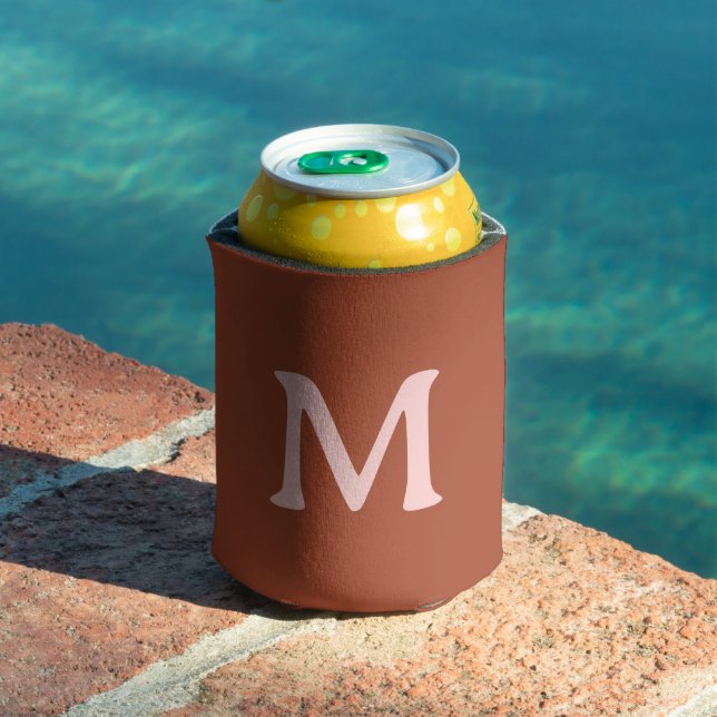 Enfriador De Latas Personalizado Naranja quemado Monograma (Piscina in situ)