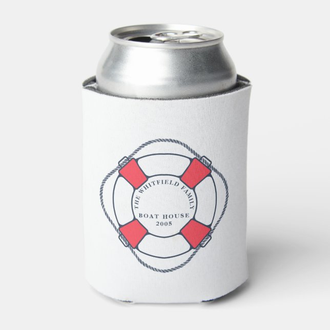 Enfriador De Latas Personalizado Nautical Swimming Ring Boing House (Lata Anverso)
