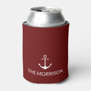 Enfriador De Latas Personalizado Náutico Nombre del barco marrón de