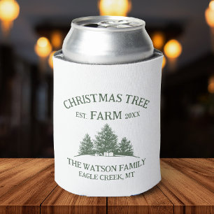 Enfriador De Latas Personalizado Nombre Familia Navidad Árbol Granja