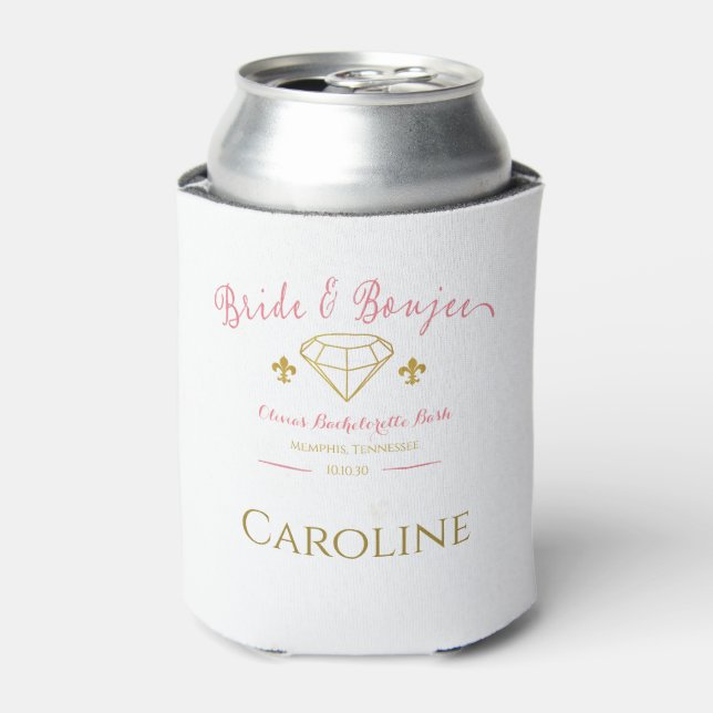 Enfriador De Latas Personalizado Novia Boujee Diamond Bachelorette (Lata Anverso)
