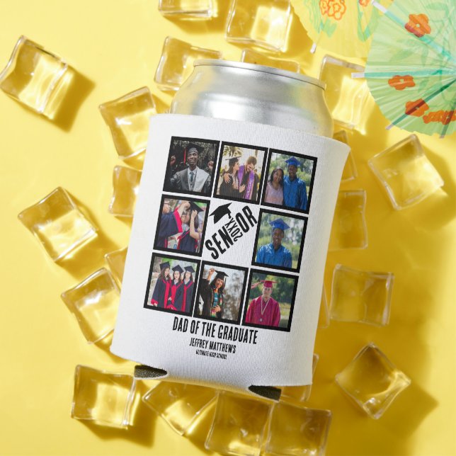 Enfriador De Latas Personalizado Papá del Collage de fotos de grado 8 (Verano in situ)