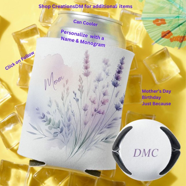 Enfriador De Latas Personalizado para mamá o para cualquier floral (Subido por el creador)