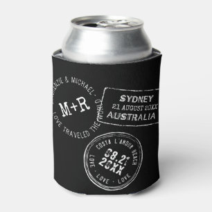 Enfriador De Latas Personalizado Passport de destino de la boda favor
