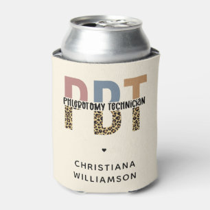 Enfriador De Latas Personalizado PBT Phlebotomy Technician Leopard Pr