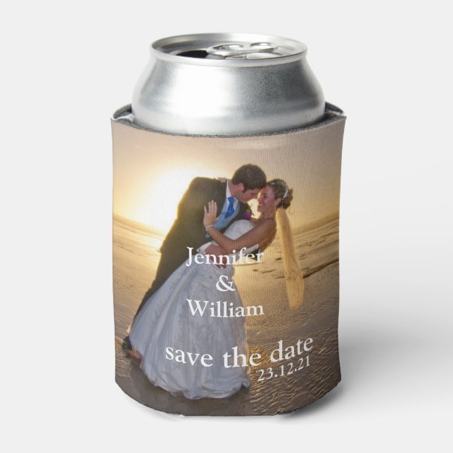 Enfriador De Latas Personalizado personalizado Su propia foto Boda (Lata Anverso)