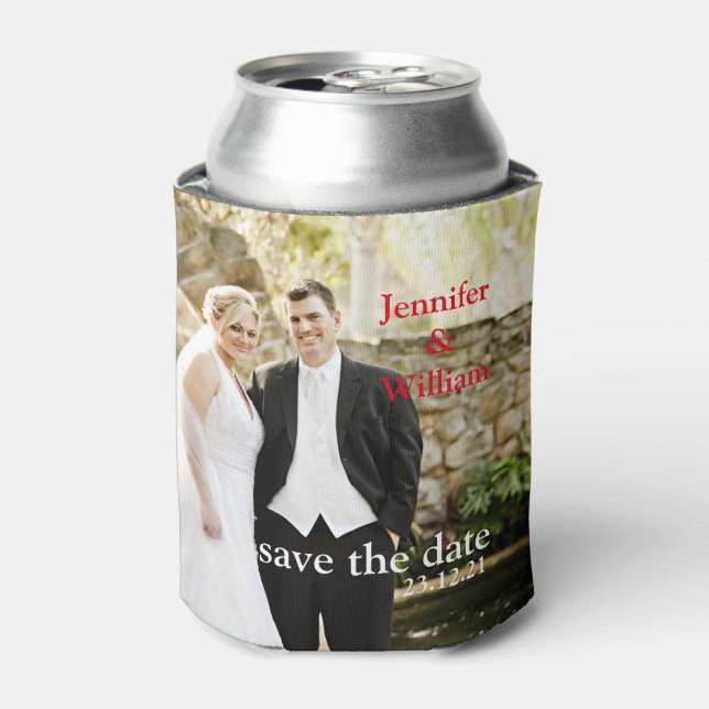 Enfriador De Latas Personalizado personalizado Su propia foto Boda (Lata Anverso)