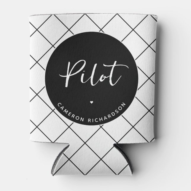 Enfriador De Latas Personalizado Piloto de graduación de la Escuela d (Anverso)