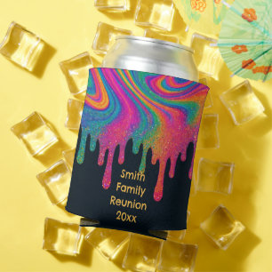 Enfriador De Latas Personalizado Psicodelia Neon Purpurina Refrigerad