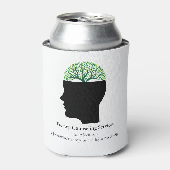 Enfriador De Latas Personalizado Psicólogo Terapia Árbol Consejero Mo (Lata Anverso)