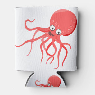 Enfriador De Latas Personalizado pulpo naranja mar rojo