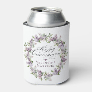 Enfriador De Latas Personalizado Quinceanera Purple Lilac Spring Flow