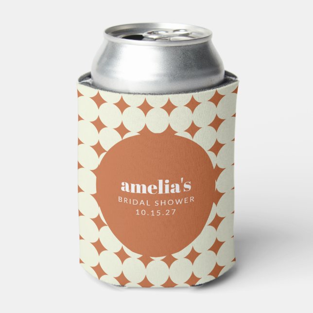 Enfriador De Latas Personalizado retro moderno de terracota con ducha (Lata Anverso)