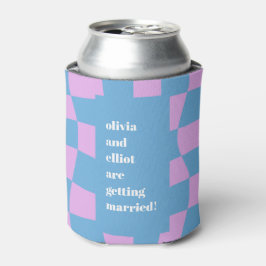 Enfriador De Latas Personalizado Retro Purple Checkerboard Ducha Pare