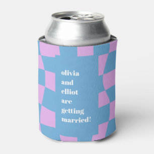 Enfriador De Latas Personalizado Retro Purple Checkerboard Ducha Pare