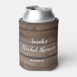 Enfriador De Latas Personalizado Rustic Wood Oak Bridal Shower Favori